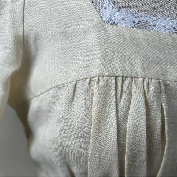 Betsy Johnson Vintage Cottagecore Butter Yellow Mini Dress Lace Details Size 8 - Picture 9 of 12